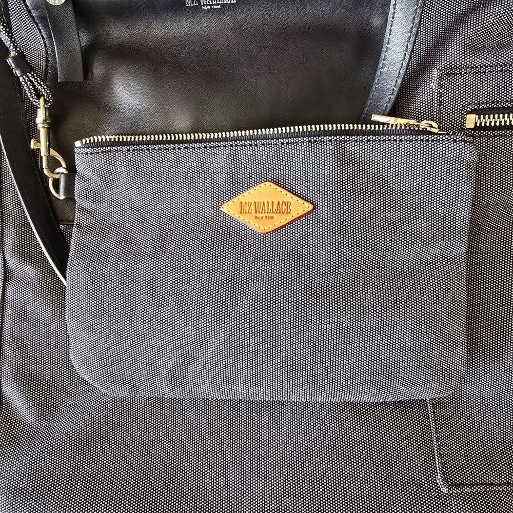 MZ Wallace Navy Leather and Canvas Tote - Picture 5 of 5